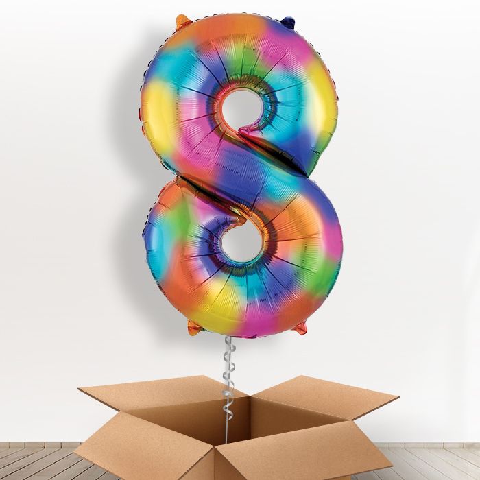 Number 8 Birthday Balloon in a Box - Giant Number | Small Indoor Plants