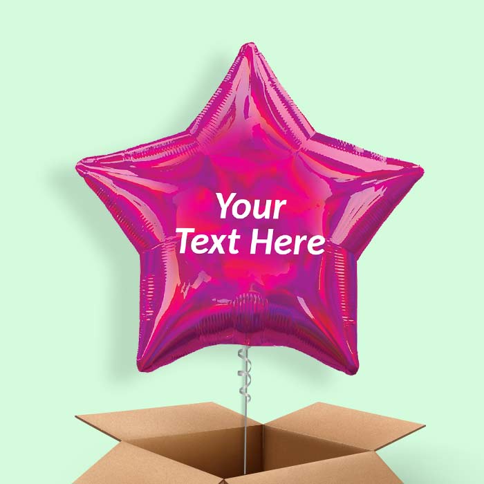 Hot Pink Iridescent Star Balloon in a Box