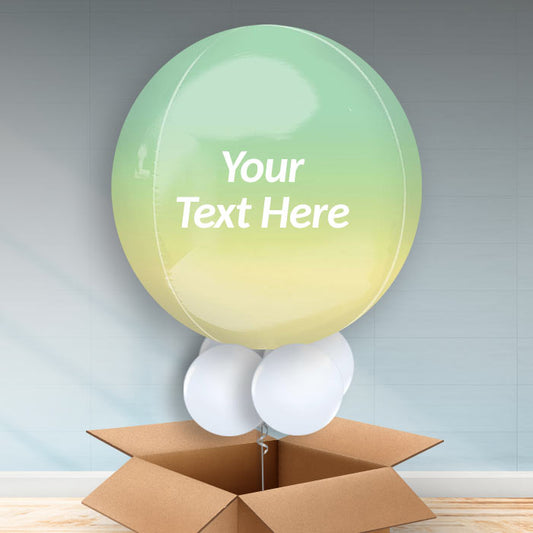 Yellow & Green Personalised Balloon in a Box Orbz