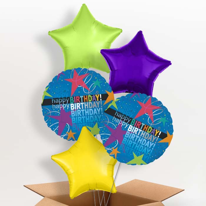 Happy Birthday Star Balloons in a Box