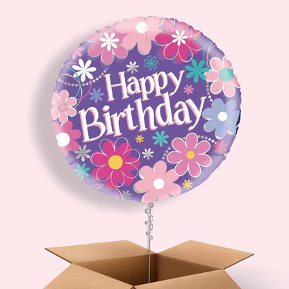 Daisy Flowers Happy Birthday Balloon in a Box