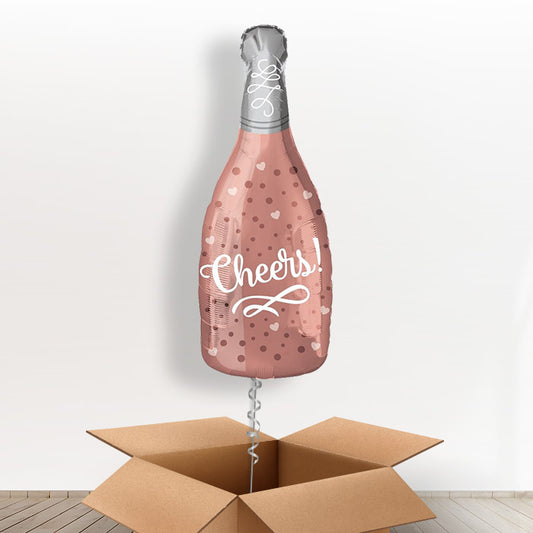 Cheers Rose Champagne Bottle Giant Balloon in a Box Gift