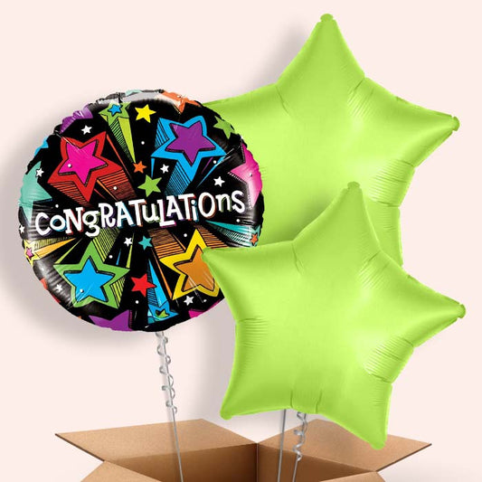 Congratulations Colourful Stars Balloon Delivery in a Box