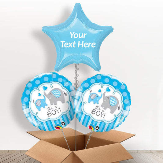 Elephant Personalised Its a Boy Balloon Delivery - Balloon Trio | Small Indoor Plants