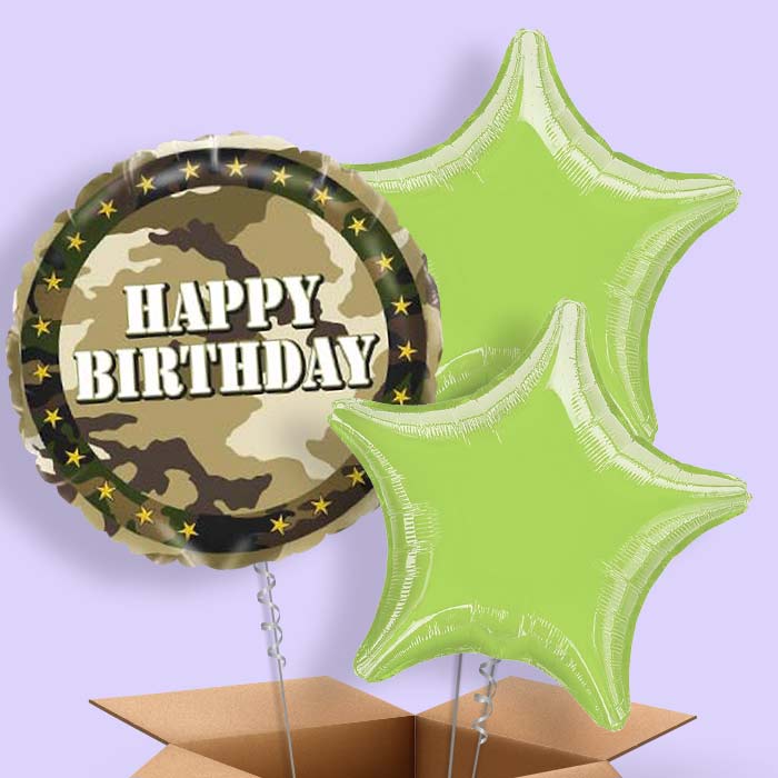 Camo Army Happy Birthday Balloon in a Box