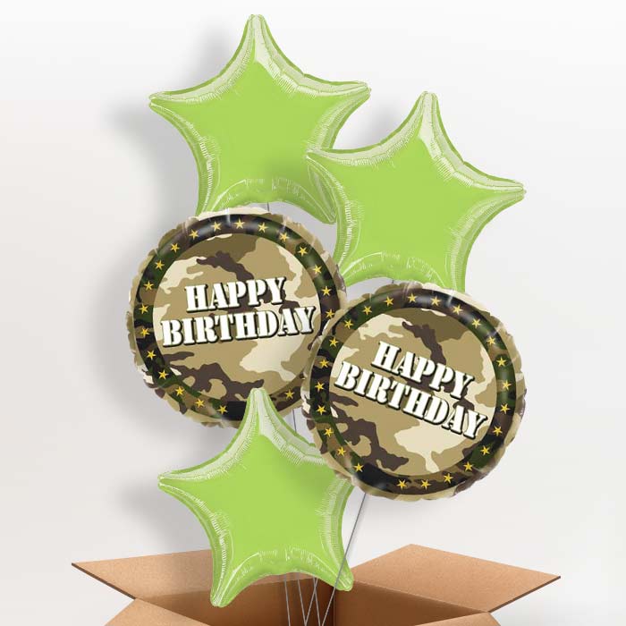 Camo Army Happy Birthday Balloon in a Box