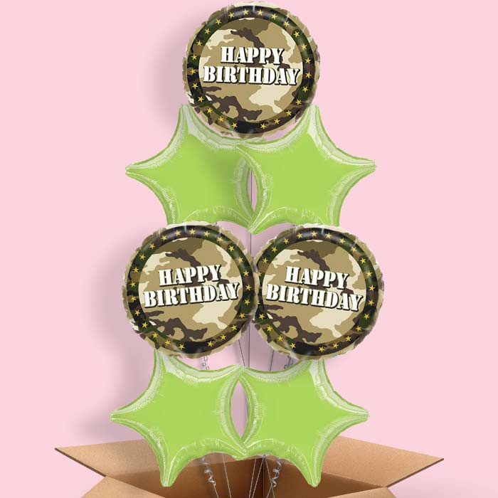 Camo Army Happy Birthday Balloon in a Box