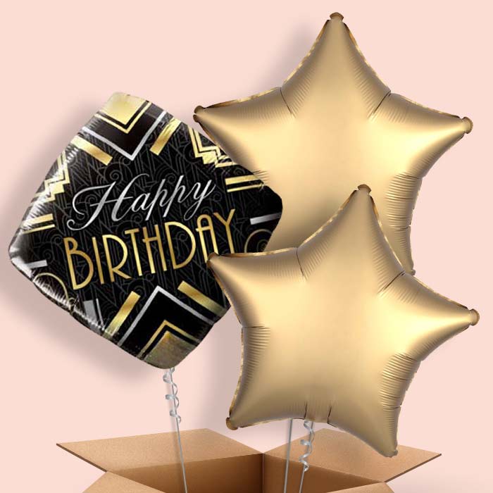 Happy Birthday Art Deco Balloons in a Box