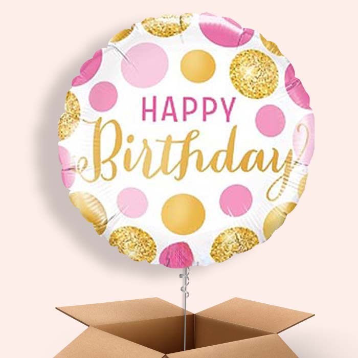 Pink & Gold Birthday Balloons in a Box