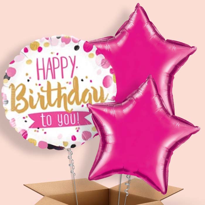 Pink Happy Birthday to You Balloons in a Box