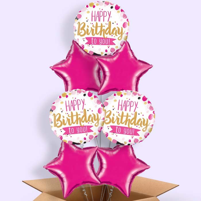 Pink Happy Birthday to You Balloons in a Box