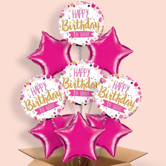 Pink Happy Birthday to You Balloons in a Box