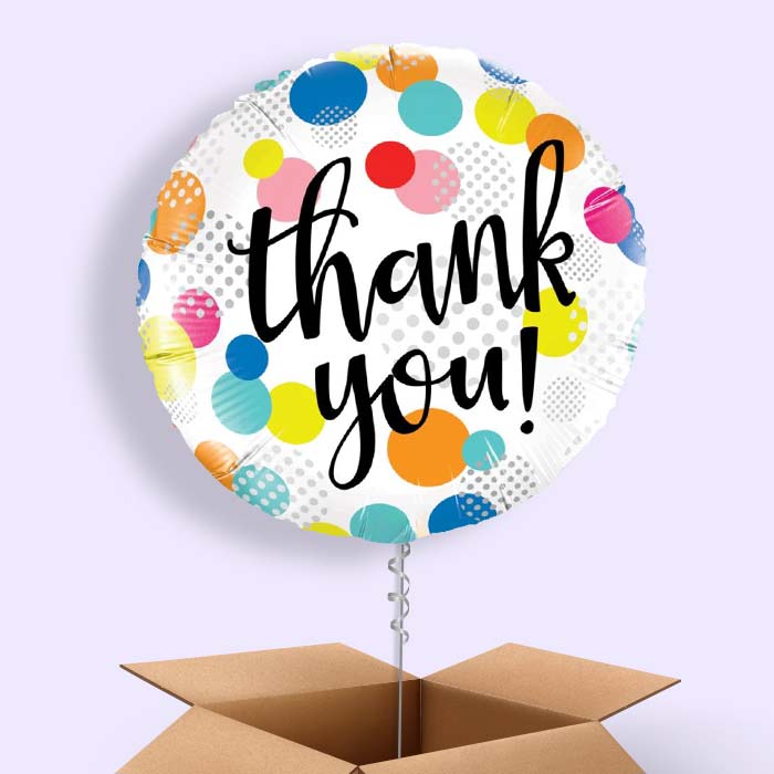 Thank You Helium Balloon in a Box Polka Dots