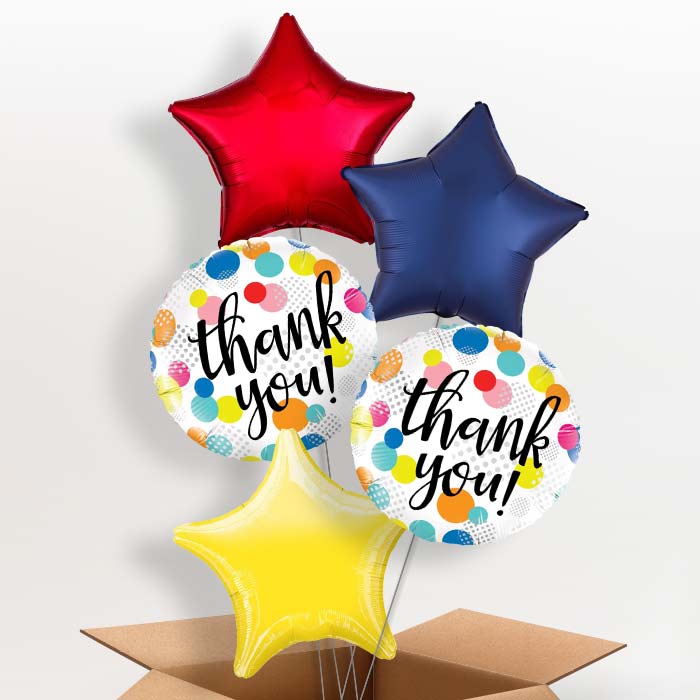 Thank You 5 Balloon Bouquet in a Box Polka Dot