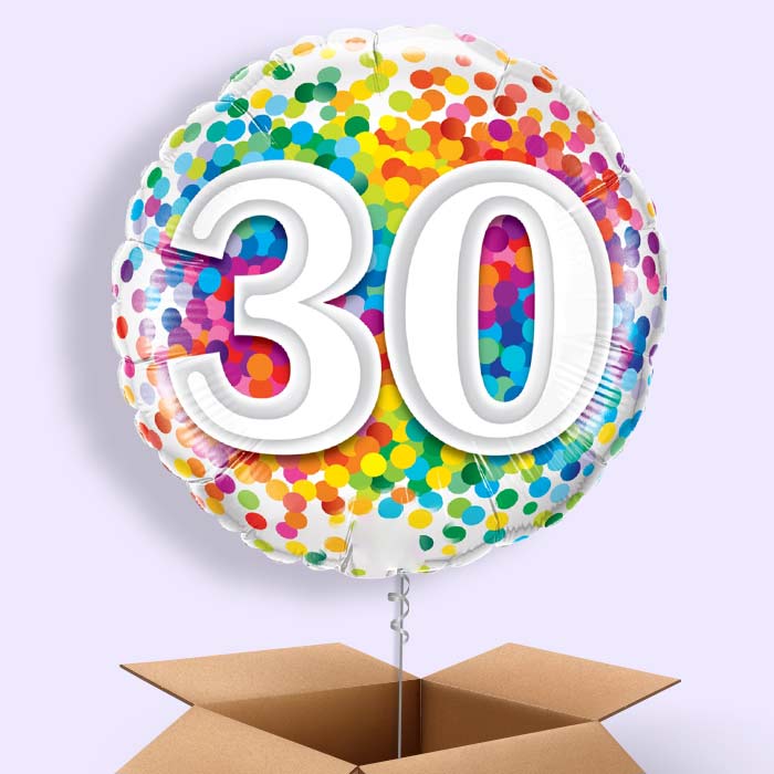 Multicoloured 30th Birthday Balloon in a Box