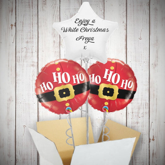Personalised Christmas Balloon Bouquet - Santa - Balloon Trio | Small Indoor Plants