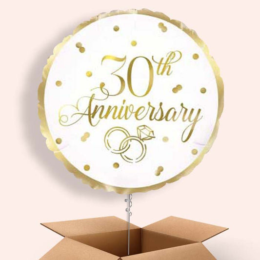 Gold 30th Anniversary Balloon in a Box