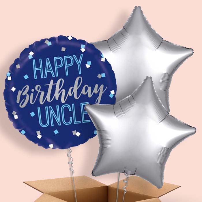 Happy Birthday Uncle Blue Balloon in a Box