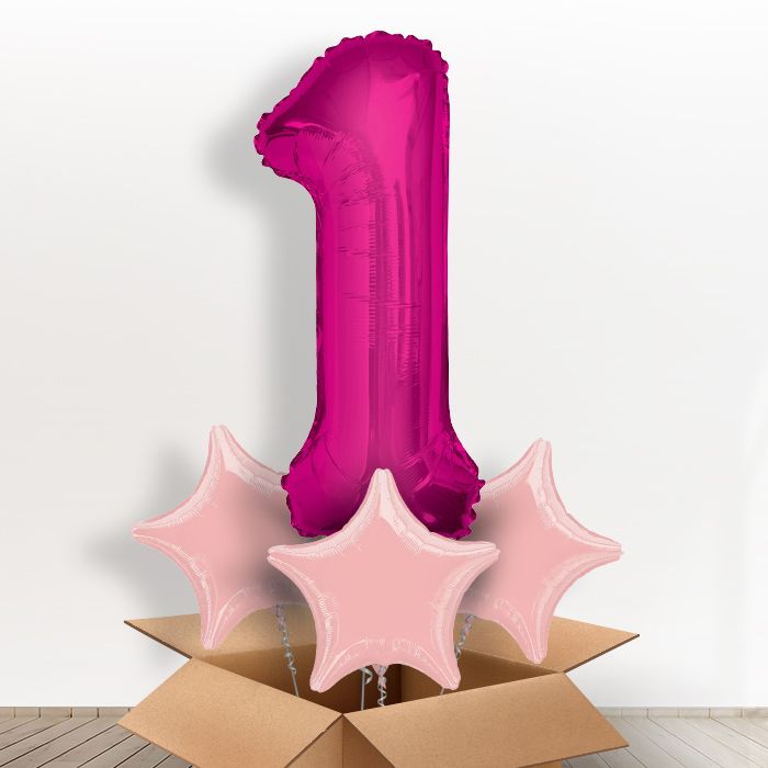 Pink Number 1 Balloon Inflated in a Box