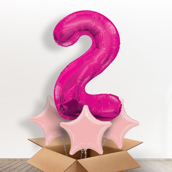 Big Pink Number 2 Balloon Number in a Box