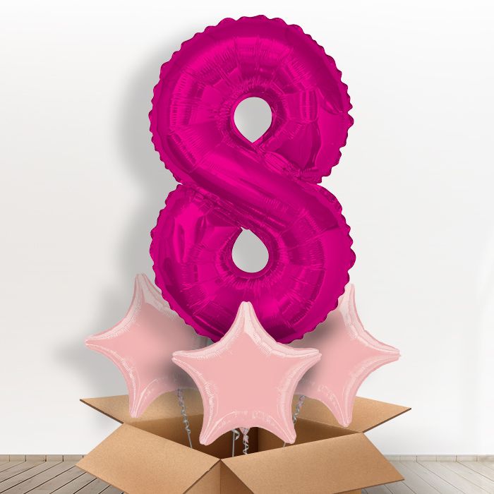 Pink Giant Number 8 Balloon in a Box Gift