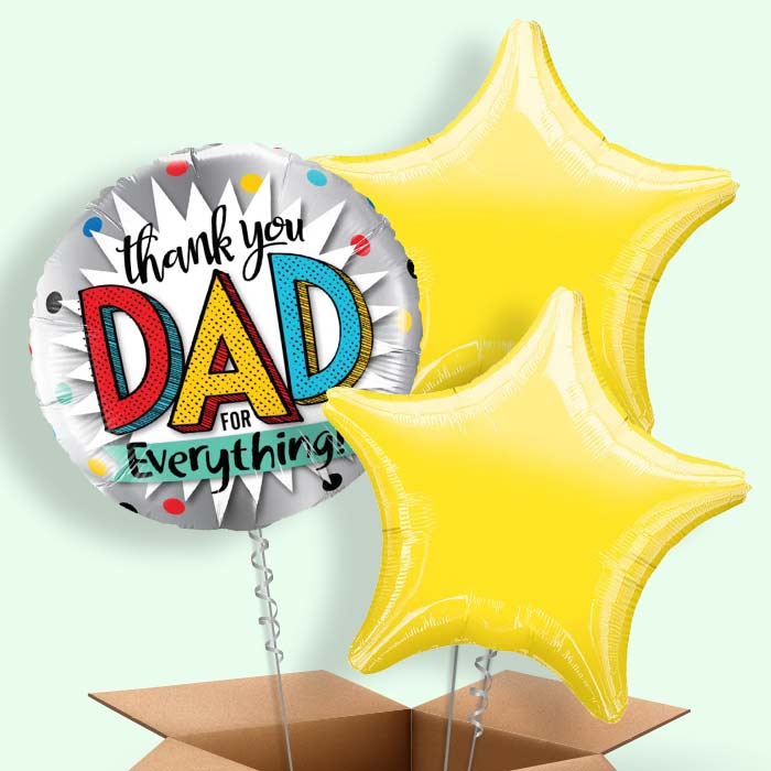 Thank You Dad Fathers Day 3 Balloon Bouquet in a Box