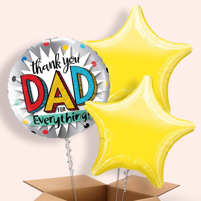 Thank You Dad Fathers Day 3 Balloon Bunch in a Box