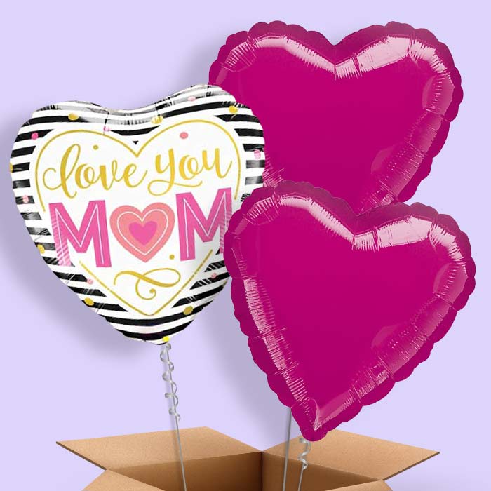 Love You Mum 3 Balloon Cluster in a Box