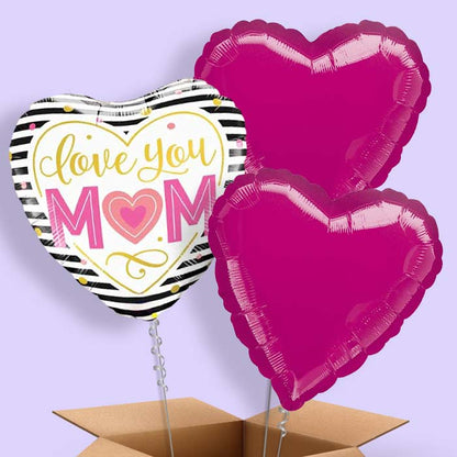 Love You Mum 3 Balloon Cluster in a Box