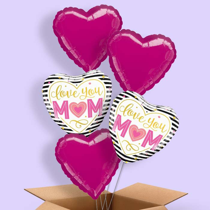 Love You Mum 5 Balloon Bouquet in a Box