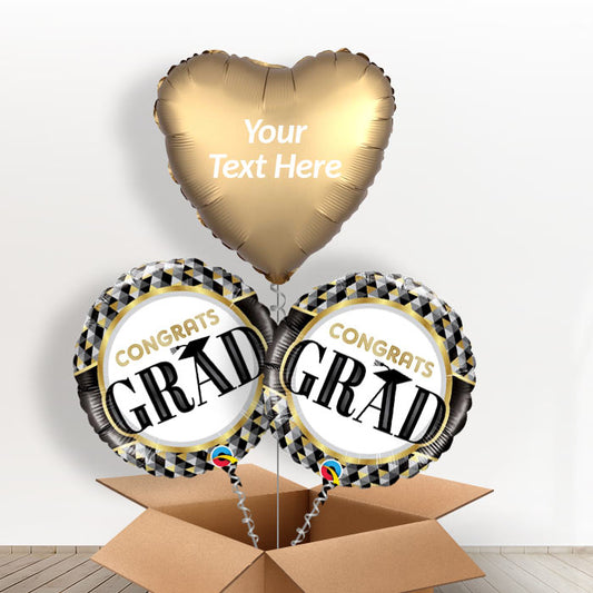 3 Balloon Set Graduate Personalised Balloons Delivered Inflated - Balloon Trio | Small Indoor Plants