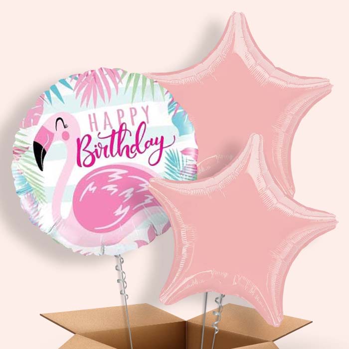 Flamingo Balloons in a Box (Happy Birthday)