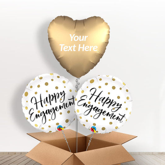 Personalised Engagement Foil Balloons - Gold Dot - Balloon Trio | Small Indoor Plants