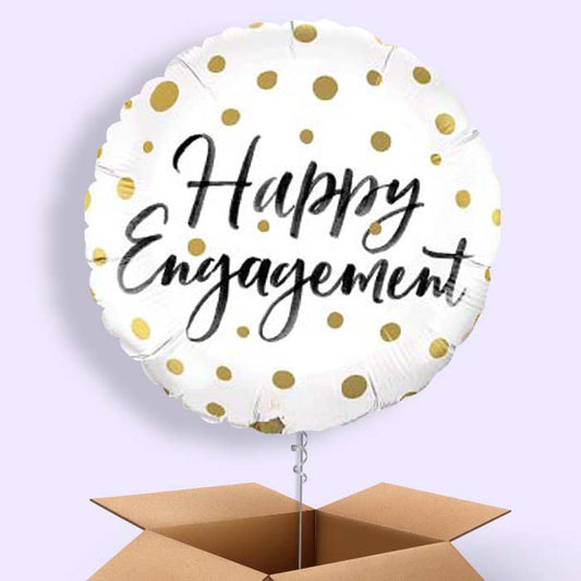 Happy Engagement Balloons in a Box (Gold Dots)