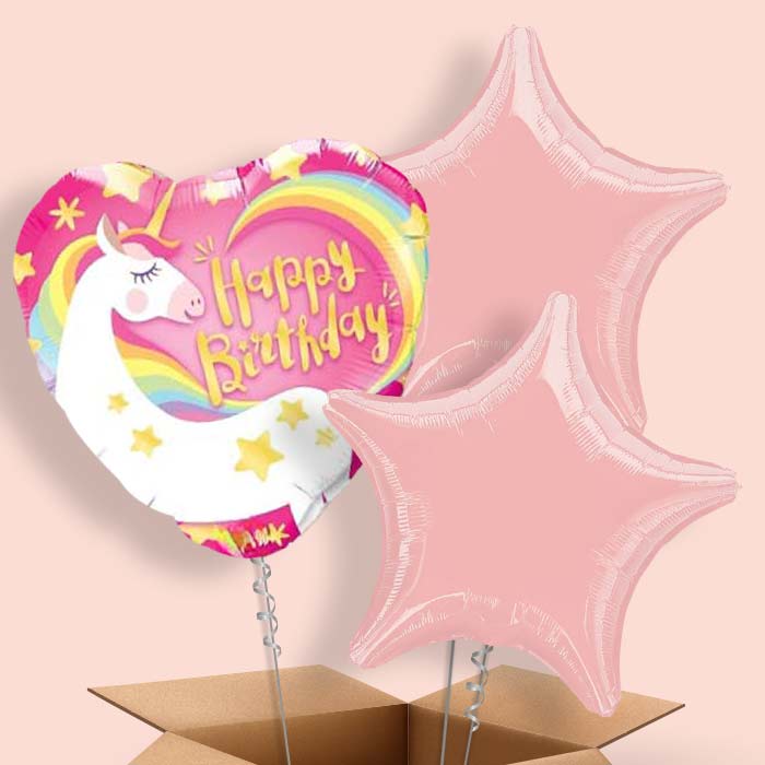 Happy Birthday Unicorn Helium Balloons in a Box