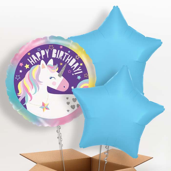 Unicorn Happy Birthday Balloons in a Box