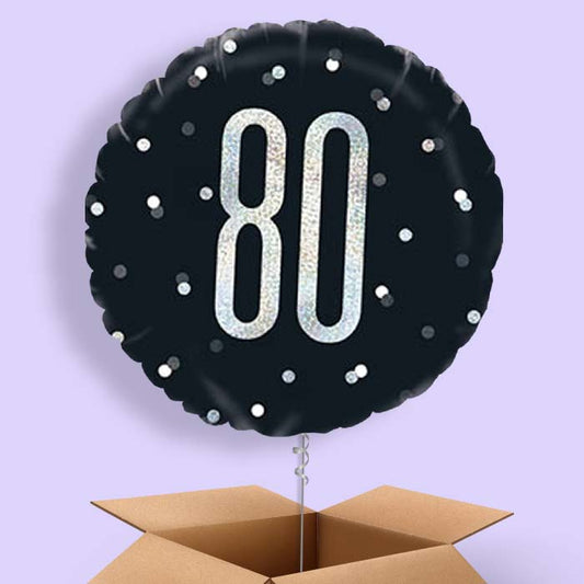 80th Birthday Balloons Delivered - Black Silver