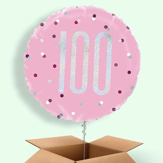 Pink Glitz 100th Birthday Balloon in a Box