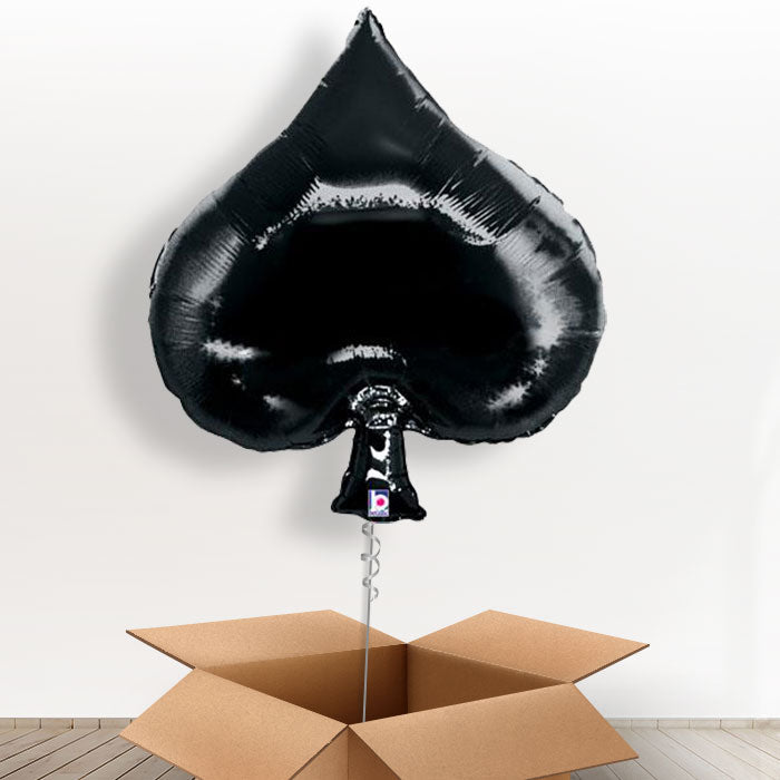 Casino Black Spade Balloon in a Box - Giant Balloon | Small Indoor Plants