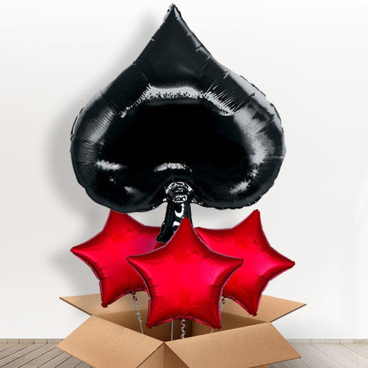 Casino Black Spade Balloon in a Box - With 3 Themed Balloons | Small Indoor Plants