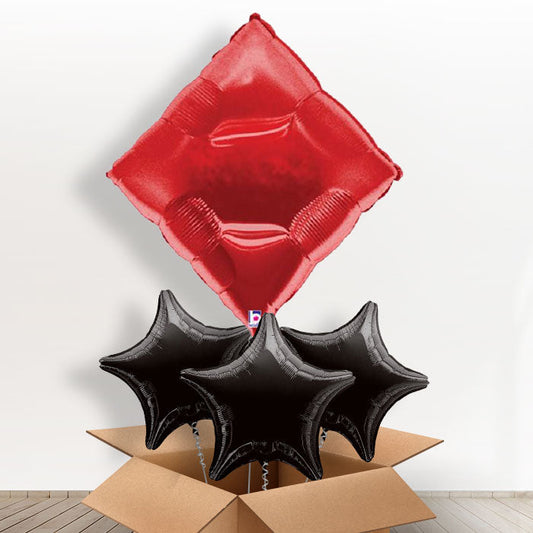 Casino Red Diamond Balloons in a Box - With 3 Themed Balloons | Small Indoor Plants