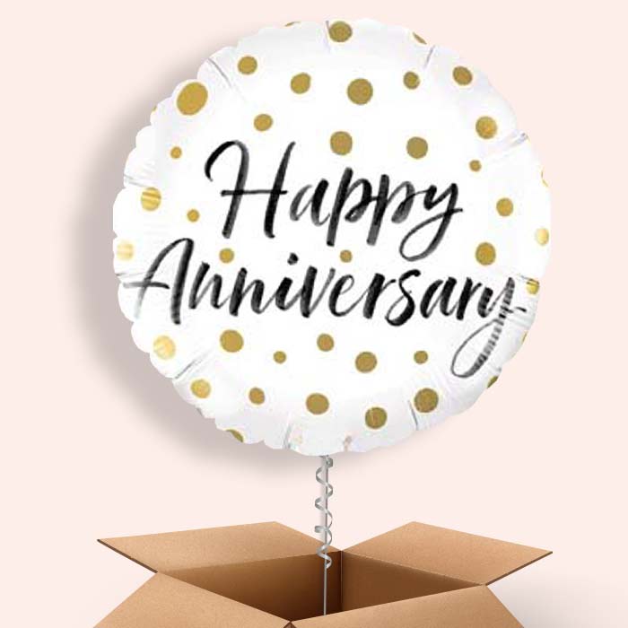 Happy Anniversary Gold Dots Balloon in a Box