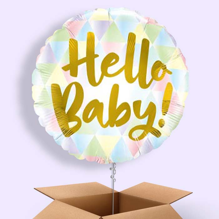 Hello Baby Helium Balloons Delivered Inflated