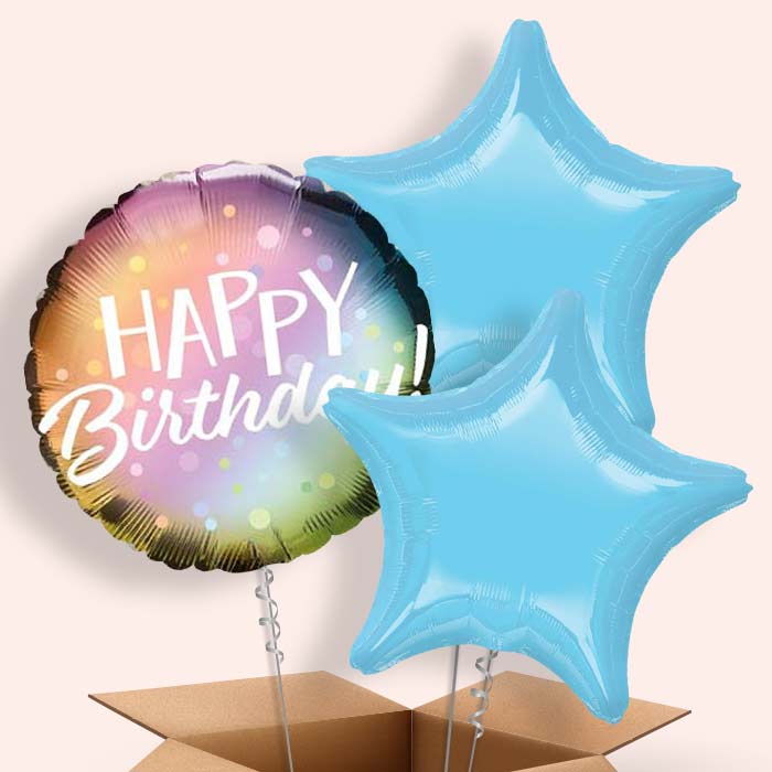 Metallic Pastel Happy Birthday  Balloon in a Box