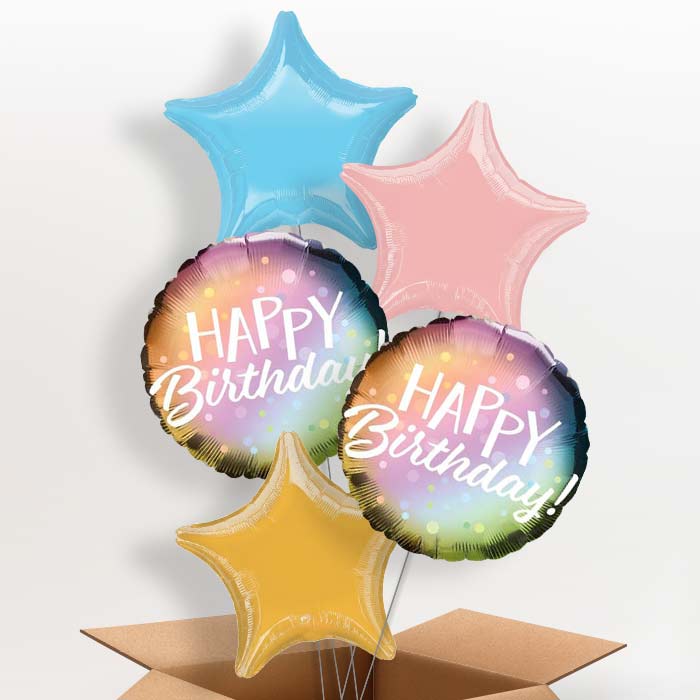 Metallic Pastel Happy Birthday  Balloon in a Box