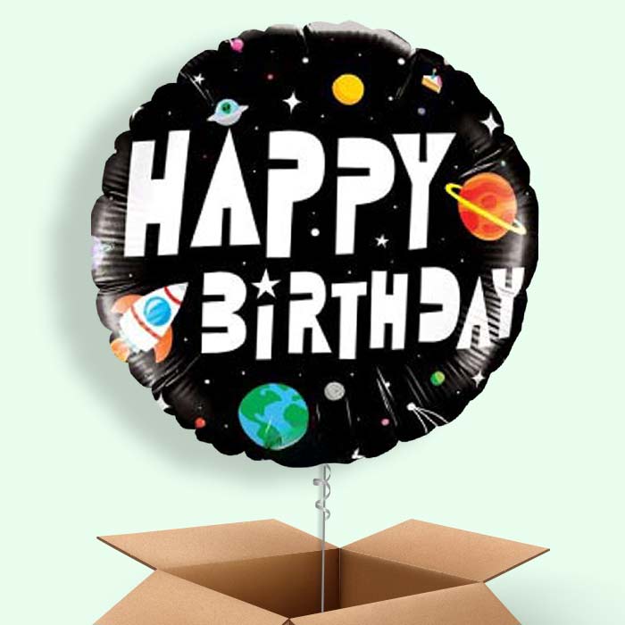 Space Happy Birthday Helium Balloons in a Box