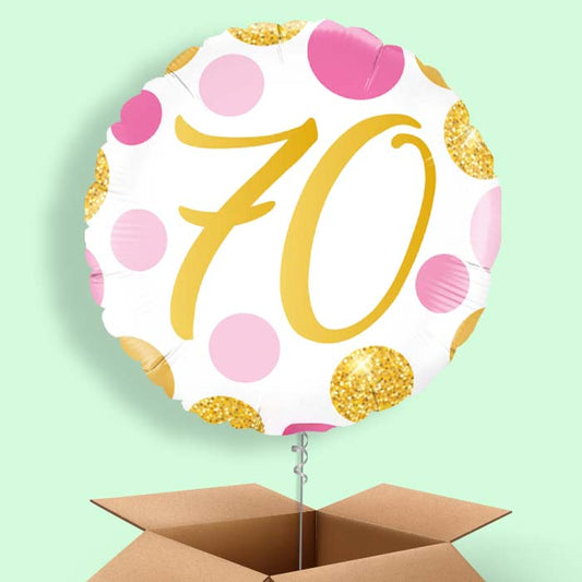 Pink & Gold 70th Birthday Balloon in a Box