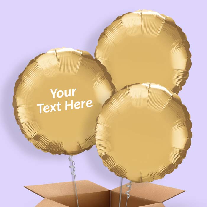 Personalised Chrome Gold Circle Balloon in a Box