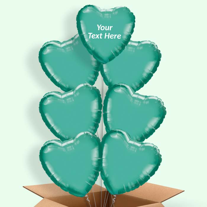 Personalised Chrome Green Heart Balloon in a Box