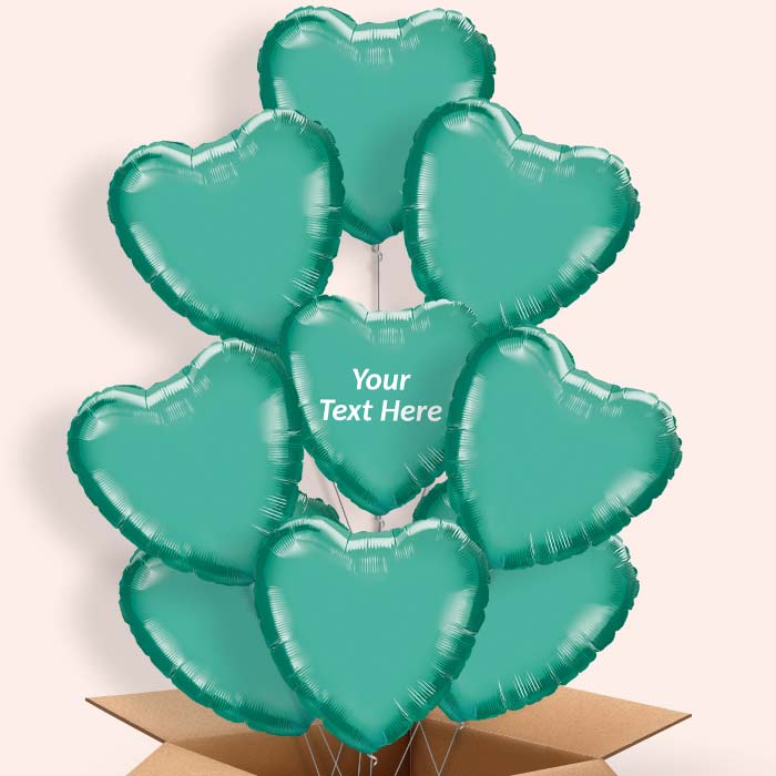 Personalised Chrome Green Heart Balloon in a Box